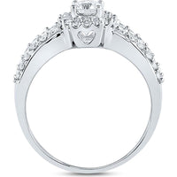 GND 14K White Gold Bridal Wedding Ring Set with Round and Baguette Diamonds - 1.00 Carat Total Diamond Weight