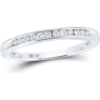 GND 14K White Gold Channel-Set Diamond Single Row Wedding Band - 1/6 Total Carat Weight