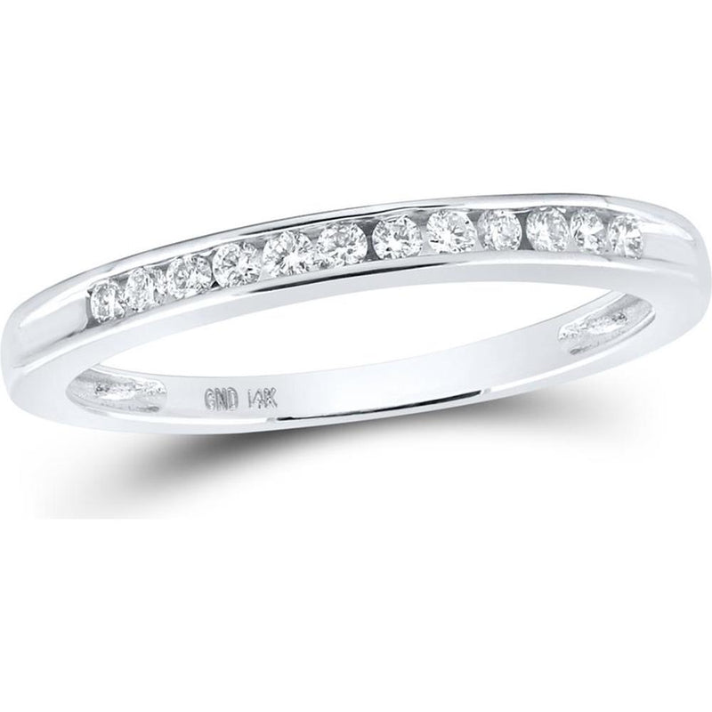GND 14K White Gold Channel-Set Diamond Single Row Wedding Band - 1/6 Total Carat Weight