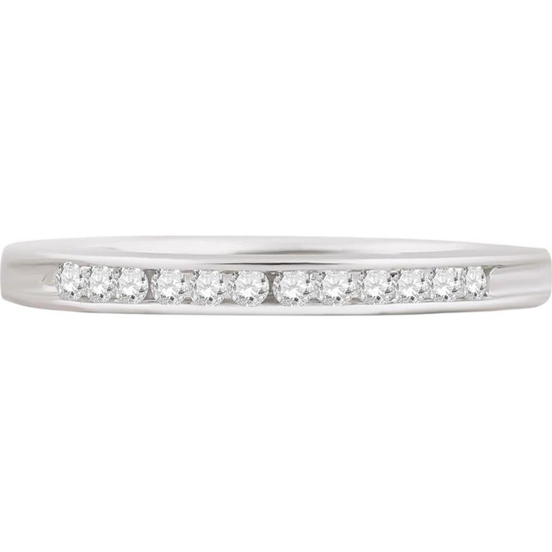 GND 14K White Gold Channel-Set Diamond Single Row Wedding Band - 1/6 Total Carat Weight
