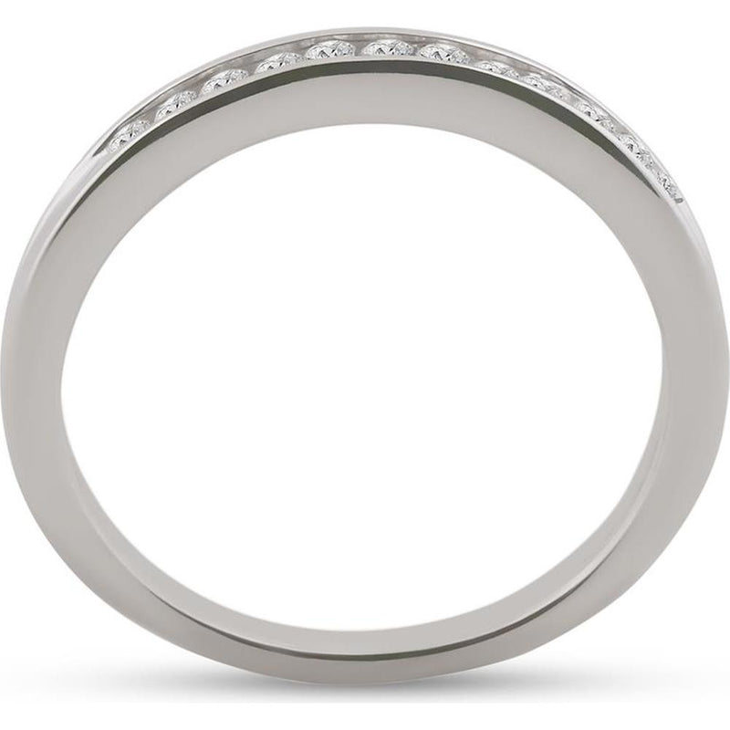 GND 14K White Gold Channel-Set Diamond Single Row Wedding Band - 1/6 Total Carat Weight