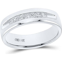 GND 14K White Gold Channel Set Princess Diamond Wedding Band Ring - 0.50 Carat Total Diamond Weight
