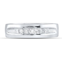 GND 14K White Gold Channel Set Princess Diamond Wedding Band Ring - 0.50 Carat Total Diamond Weight