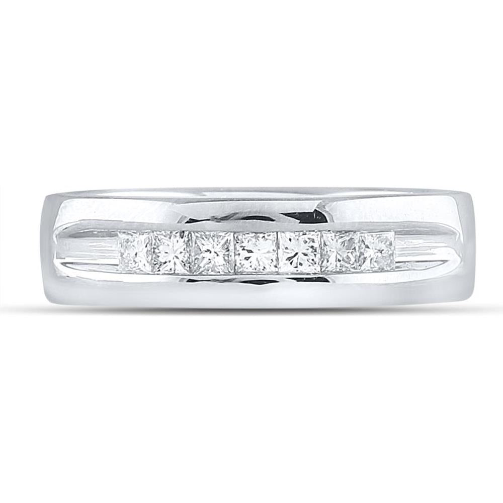 GND 14K White Gold Channel Set Princess Diamond Wedding Band Ring - 0.50 Carat Total Diamond Weight