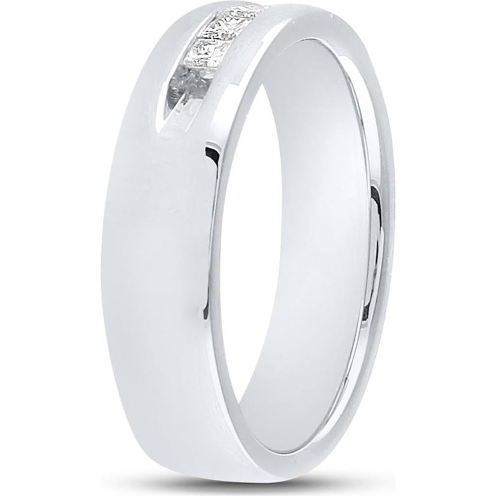 GND 14K White Gold Channel Set Princess Diamond Wedding Band Ring - 0.50 Carat Total Diamond Weight