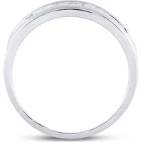 GND 14K White Gold Channel Set Princess Diamond Wedding Band Ring - 0.50 Carat Total Diamond Weight