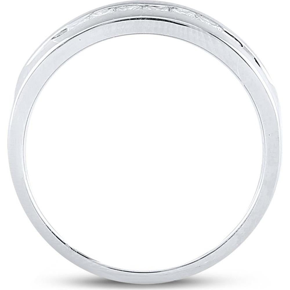 GND 14K White Gold Channel Set Princess Diamond Wedding Band Ring - 0.50 Carat Total Diamond Weight