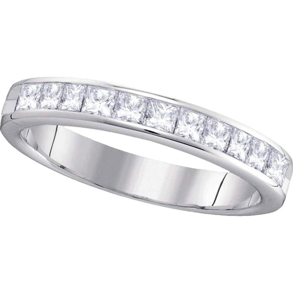 GND 14K White Gold Channel-Set Princess Diamond Wedding Band Ring - 0.75 Carat Total Diamond Weight