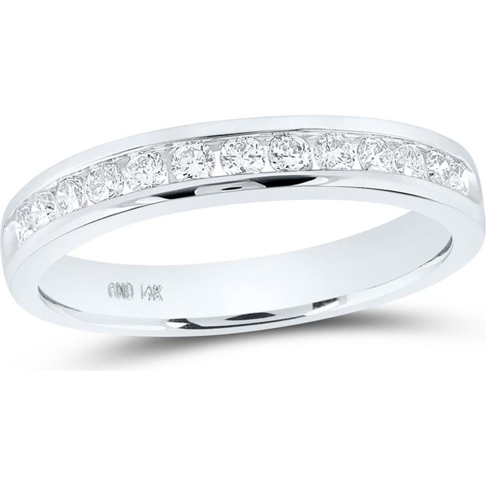 GND 14K White Gold Channel-Set Round Diamond Wedding Band - 0.34 Carat Total Diamond Weight