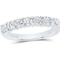 GND 14K White Gold Comfort Fit Wedding Band with Prong Set Round Diamonds - 0.78 Carat Total Diamond Weight