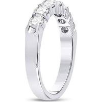 GND 14K White Gold Comfort Fit Wedding Band with Prong Set Round Diamonds - 0.78 Carat Total Diamond Weight