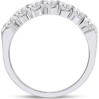 GND 14K White Gold Comfort Fit Wedding Band with Prong Set Round Diamonds - 0.78 Carat Total Diamond Weight