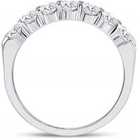 GND 14K White Gold Comfort Fit Wedding Band with Prong Set Round Diamonds - 0.78 Carat Total Diamond Weight