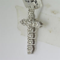GND 14K White Gold Cross Pendant with Prong-Set Round Diamonds - 0.50 Carat Total Diamond Weight