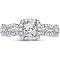 GND 14K White Gold Cushion Cut Solitaire Diamond Bridal Engagement Ring - 1-1/3 Carat Total Diamond Weight