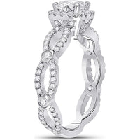 GND 14K White Gold Cushion Cut Solitaire Diamond Bridal Engagement Ring - 1-1/3 Carat Total Diamond Weight