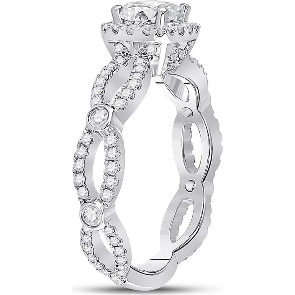 GND 14K White Gold Cushion Cut Solitaire Diamond Bridal Engagement Ring - 1-1/3 Carat Total Diamond Weight
