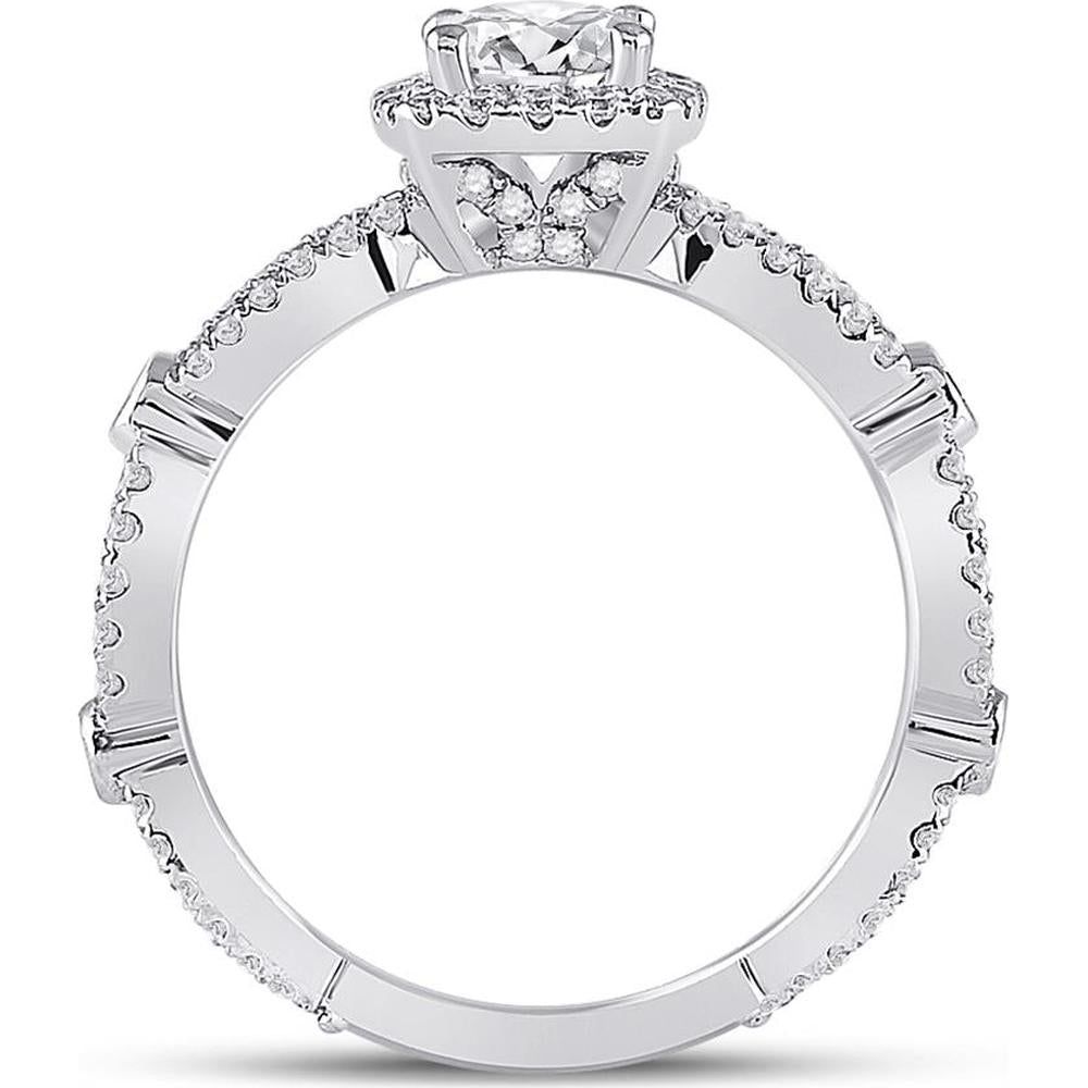 GND 14K White Gold Cushion Cut Solitaire Diamond Bridal Engagement Ring - 1-1/3 Carat Total Diamond Weight