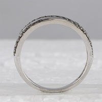 GND 14K White Gold Diagonal Stripe Band Ring with Prong-Set Round Brown Diamonds - 1/4 Carat Total Diamond Weight