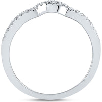 GND 14K White Gold Diamond Bridal Wedding Ring Set with 0.20 Carat Prong Set Center Stone and Pave Set Accents - 1.00 Carat Total Diamond Weight
