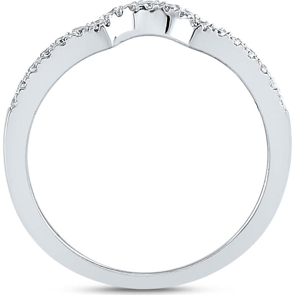 GND 14K White Gold Diamond Bridal Wedding Ring Set with 0.20 Carat Prong Set Center Stone and Pave Set Accents - 1.00 Carat Total Diamond Weight