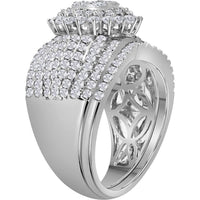 GND 14K White Gold Diamond Bridal Wedding Ring Set with Prong-Set Round Diamonds - 2.00 Carat Total Diamond Weight