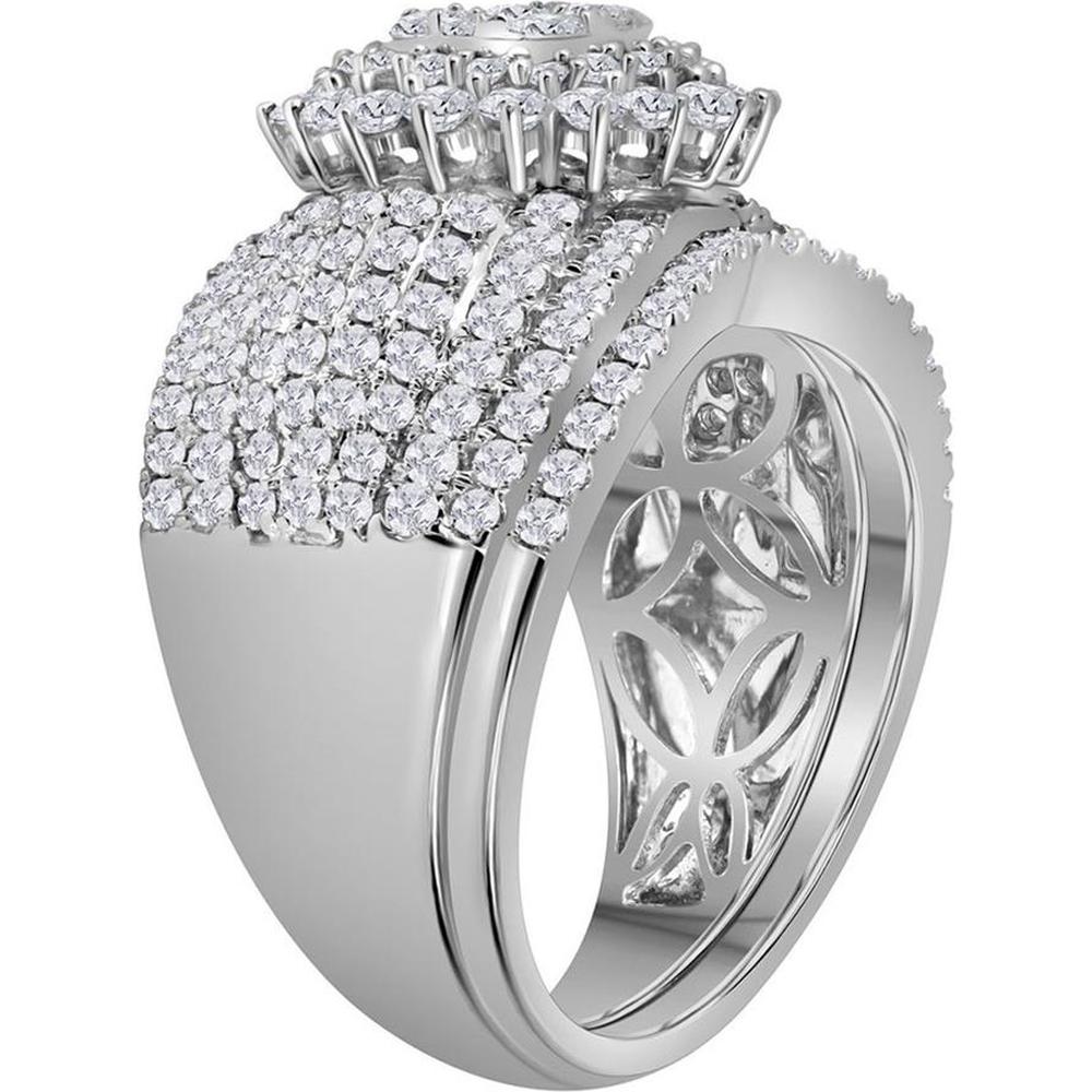 GND 14K White Gold Diamond Bridal Wedding Ring Set with Prong-Set Round Diamonds - 2.00 Carat Total Diamond Weight