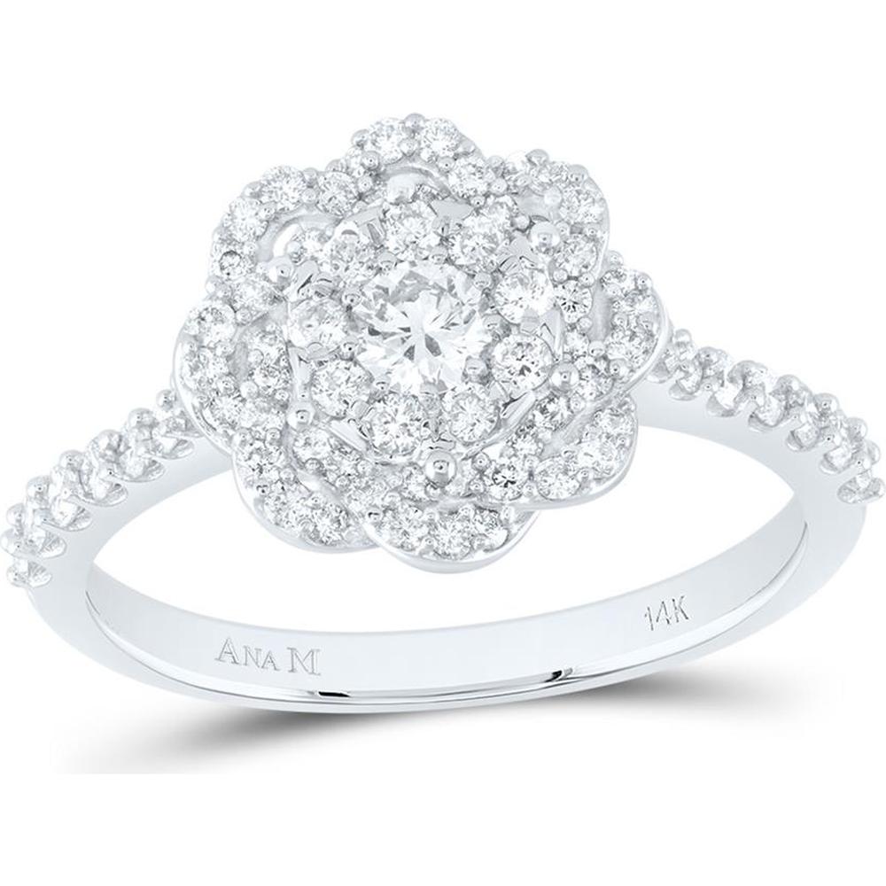 GND 14K White Gold Diamond Fashion Ring with Floral Motif - 7/8 Carat Total Diamond Weight