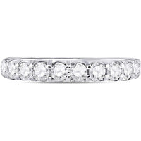 GND 14K White Gold Diamond Wedding Band with Prong-Set Round Diamonds - 1.0 Carat Total Diamond Weight
