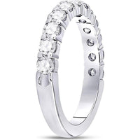 GND 14K White Gold Diamond Wedding Band with Prong-Set Round Diamonds - 1.0 Carat Total Diamond Weight