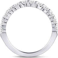 GND 14K White Gold Diamond Wedding Band with Prong-Set Round Diamonds - 1.0 Carat Total Diamond Weight