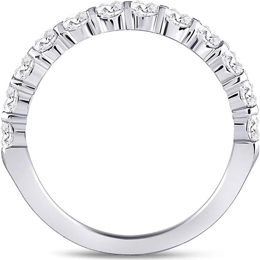 GND 14K White Gold Diamond Wedding Band with Prong-Set Round Diamonds - 1.0 Carat Total Diamond Weight