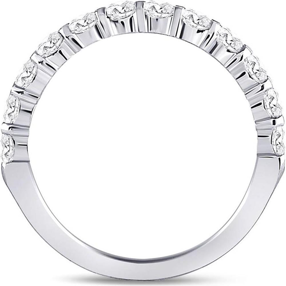 GND 14K White Gold Diamond Wedding Band with Prong-Set Round Diamonds - 1.0 Carat Total Diamond Weight
