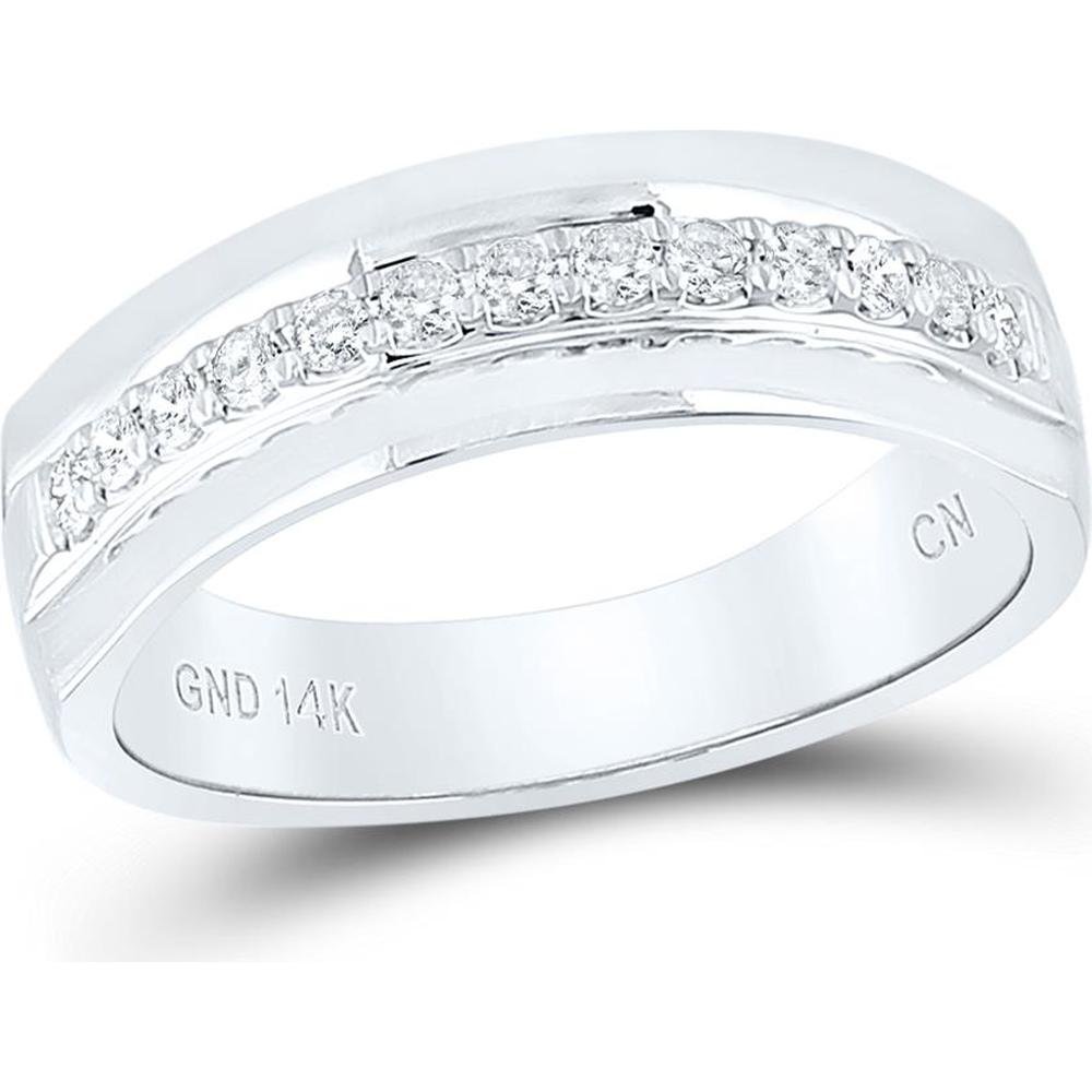 GND 14K White Gold Diamond Wedding Band with Prong-Set Round Diamonds - 1/3 Total Carat Weight
