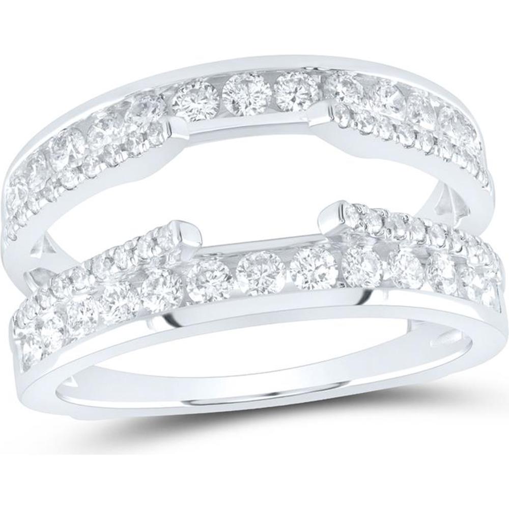 GND 14K White Gold Diamond Wedding Wrap Ring Guard Enhancer with Channel-Set Round Diamonds - 1.00 Carat Total Diamond Weight