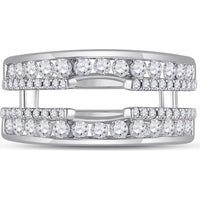 GND 14K White Gold Diamond Wedding Wrap Ring Guard Enhancer with Channel-Set Round Diamonds - 1.00 Carat Total Diamond Weight