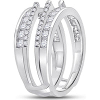 GND 14K White Gold Diamond Wedding Wrap Ring Guard Enhancer with Channel-Set Round Diamonds - 1.00 Carat Total Diamond Weight