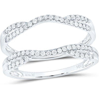 GND 14K White Gold Diamond Wrap Ring Guard Enhancer Wedding Band with Pave-Set Round Diamonds - 0.33 Carat Total Diamond Weight
