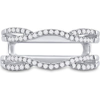 GND 14K White Gold Diamond Wrap Ring Guard Enhancer Wedding Band with Pave-Set Round Diamonds - 0.33 Carat Total Diamond Weight