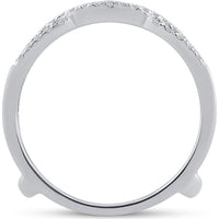 GND 14K White Gold Diamond Wrap Ring Guard Enhancer Wedding Band with Pave-Set Round Diamonds - 0.33 Carat Total Diamond Weight