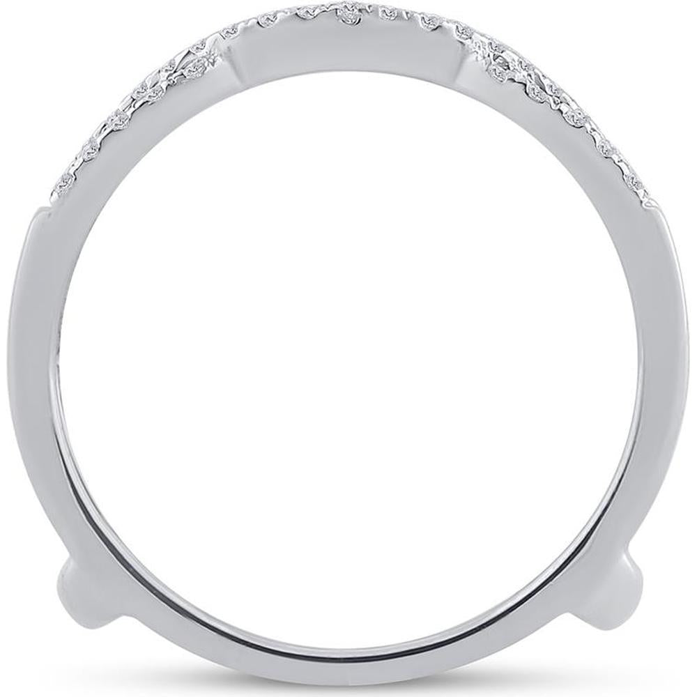 GND 14K White Gold Diamond Wrap Ring Guard Enhancer Wedding Band with Pave-Set Round Diamonds - 0.33 Carat Total Diamond Weight