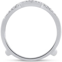 GND 14K White Gold Diamond Wrap Ring Guard Enhancer Wedding Band with Pave-Set Round Diamonds - 0.33 Carat Total Diamond Weight