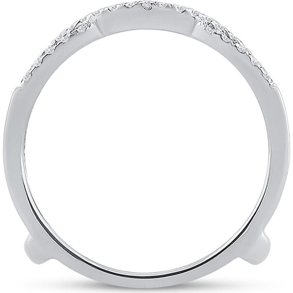 GND 14K White Gold Diamond Wrap Ring Guard Enhancer Wedding Band with Pave-Set Round Diamonds - 0.33 Carat Total Diamond Weight