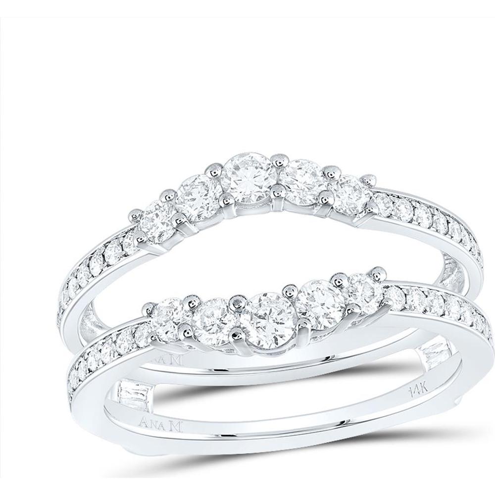 GND 14K White Gold Diamond Wrap Ring Guard Enhancer with Pave-Set Round Diamonds - 0.75 Carat Total Diamond Weight