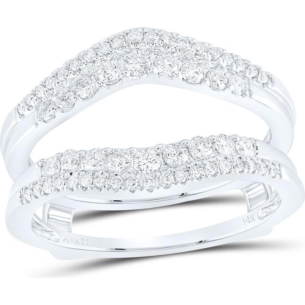 GND 14K White Gold Diamond Wrap Ring Guard Enhancer with Prong-Set Round Diamonds - 0.50 Carat Total Diamond Weight