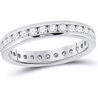 GND 14K White Gold Eternity Band with Channel Set Round Diamonds - 1.02 Carat Total Diamond Weight