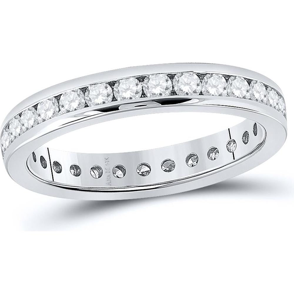 GND 14K White Gold Eternity Band with Channel Set Round Diamonds - 1.02 Carat Total Diamond Weight