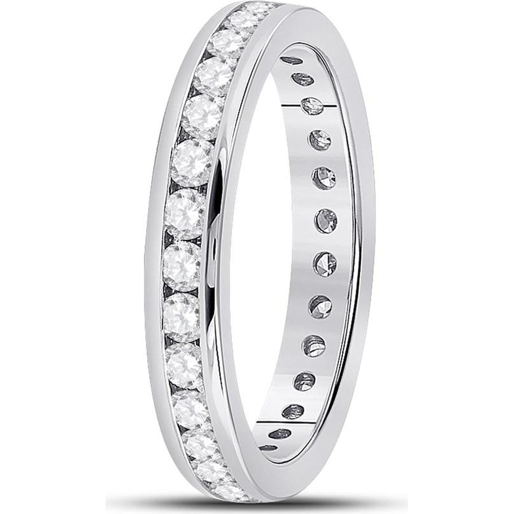 GND 14K White Gold Eternity Band with Channel Set Round Diamonds - 1.02 Carat Total Diamond Weight