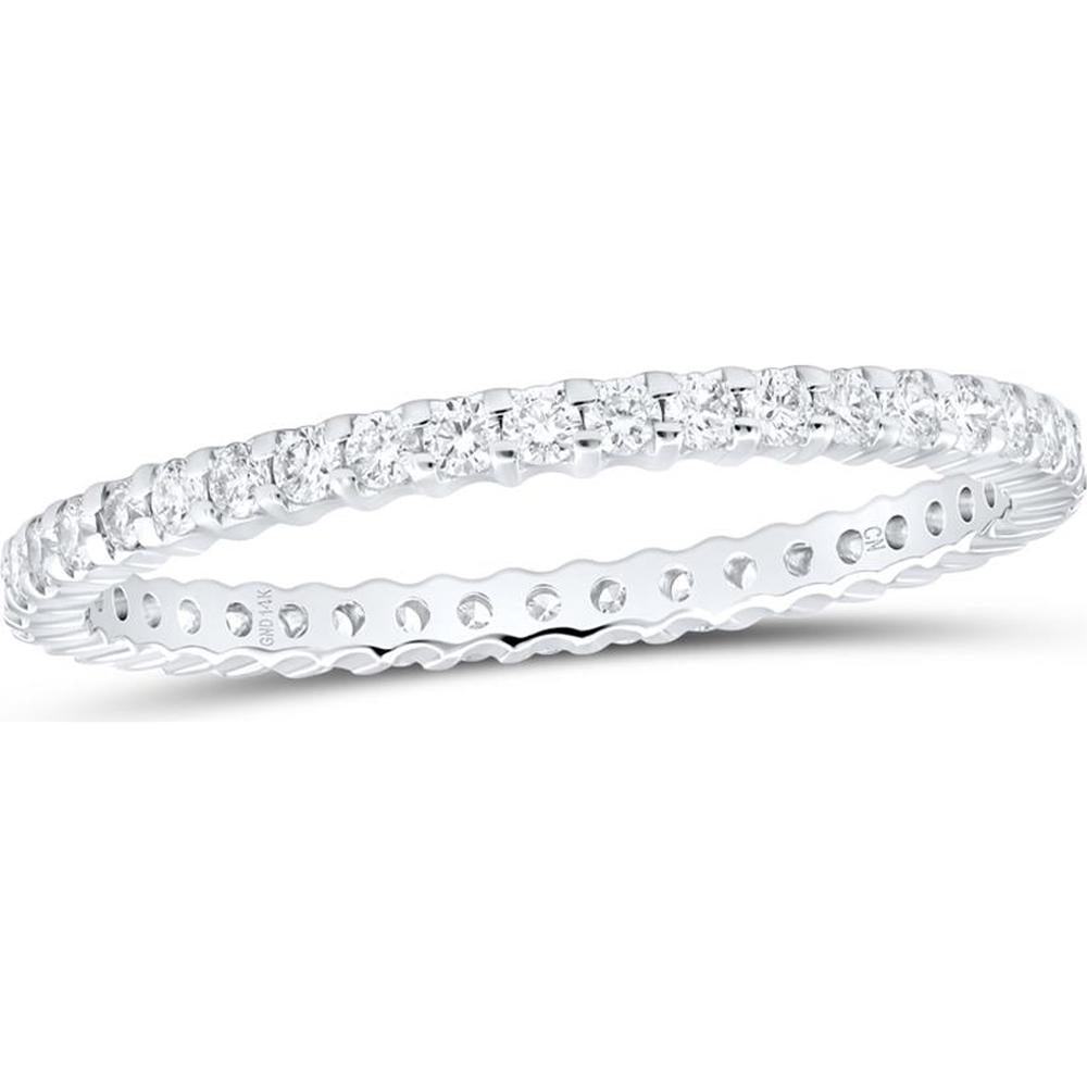 GND 14K White Gold Eternity Band with Pave-Set Round Diamonds - 0.50 Carat Total Diamond Weight