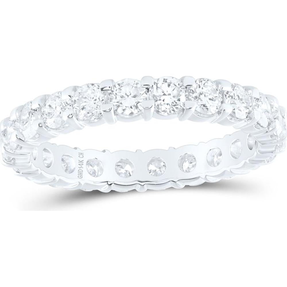 GND 14K White Gold Eternity Wedding Band with Pave-Set Round Diamonds – 2.0 Carat Total Diamond Weight